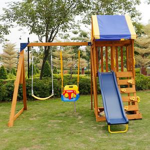 兒童戶外游樂裝備木制滑梯秋千室外公園滑滑梯露天游樂場攀登舉措措施